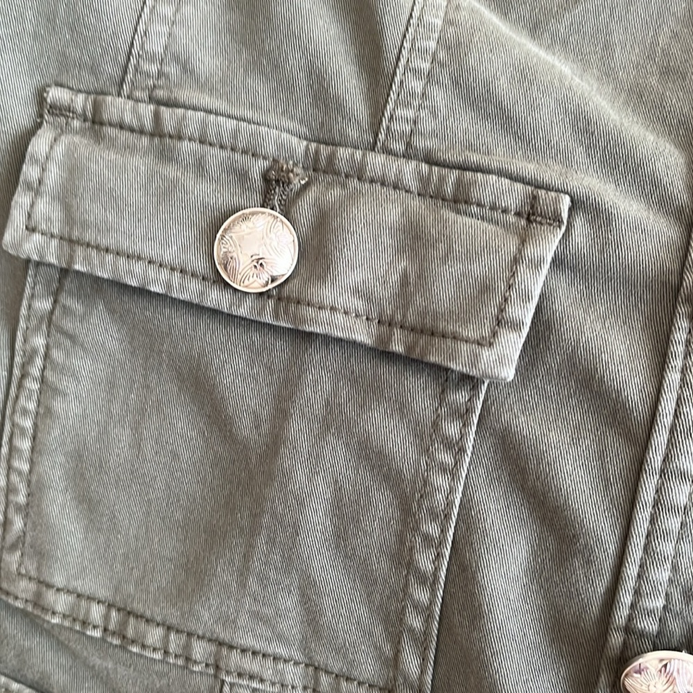 New! WHBM Green Gold Button Military Jacket- Sz 12 - Picture 4 of 5